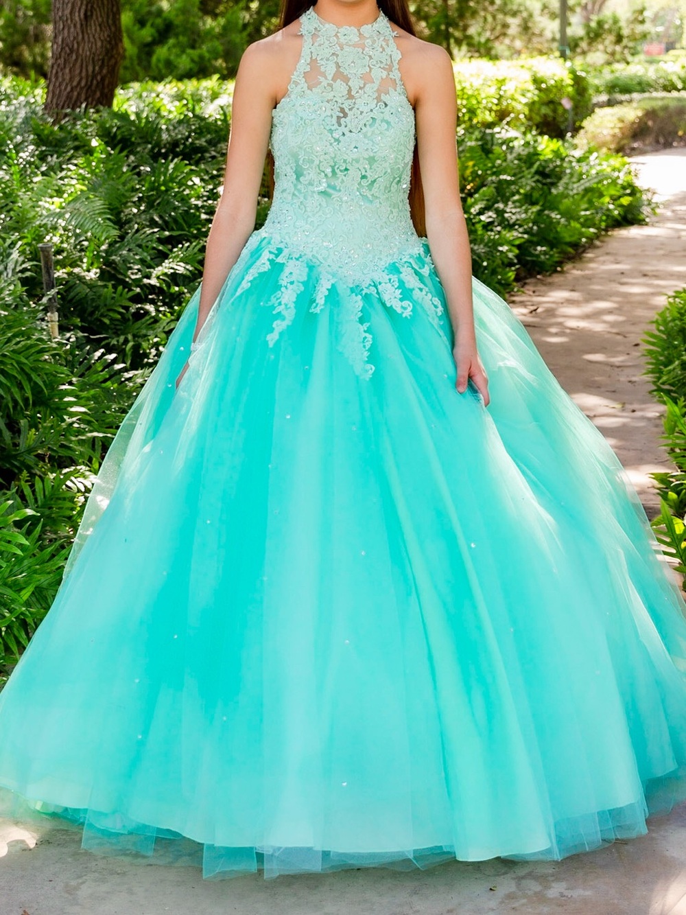 Turquoise Halter Quinceañera Dress